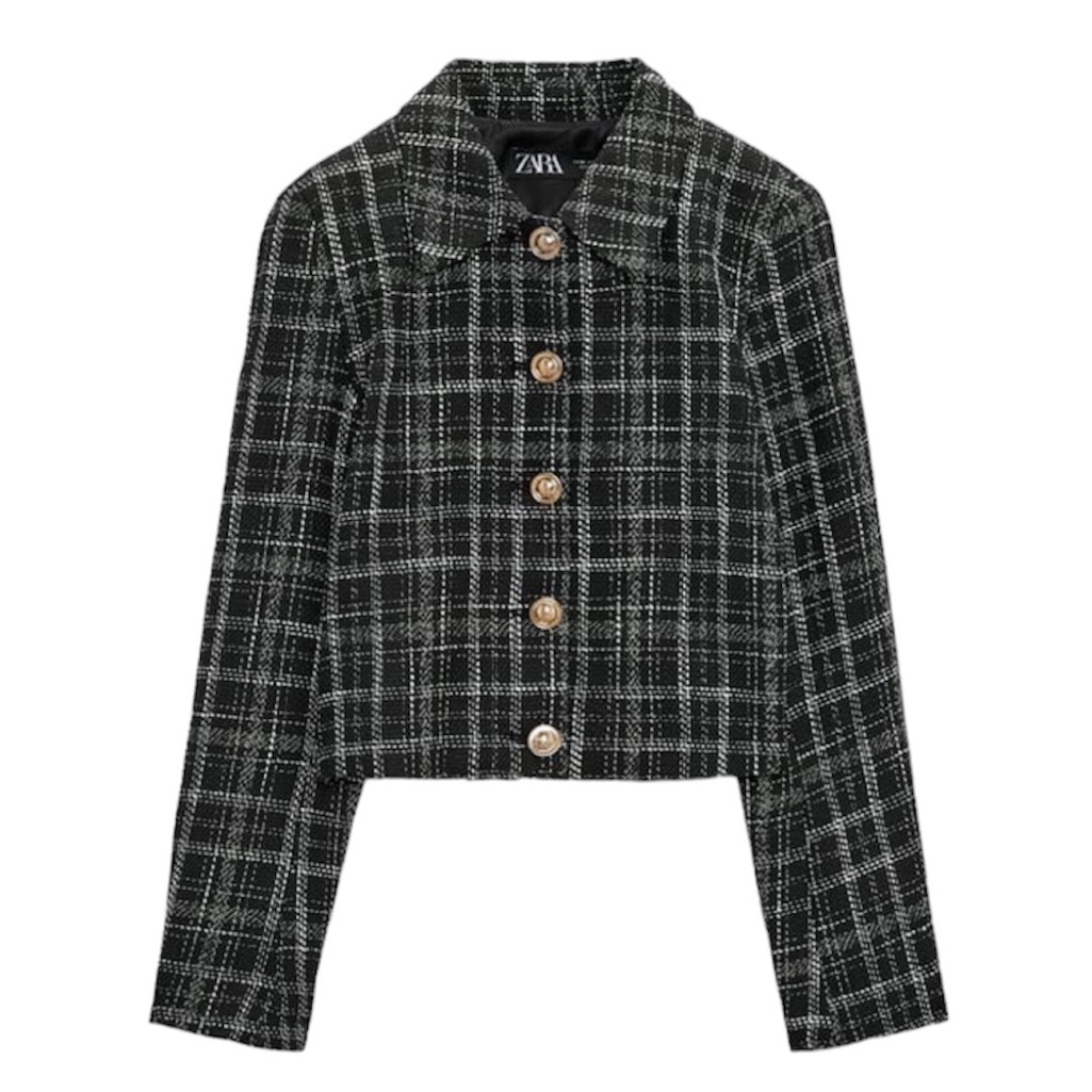 Like New Zara Textured Plaid Jacket